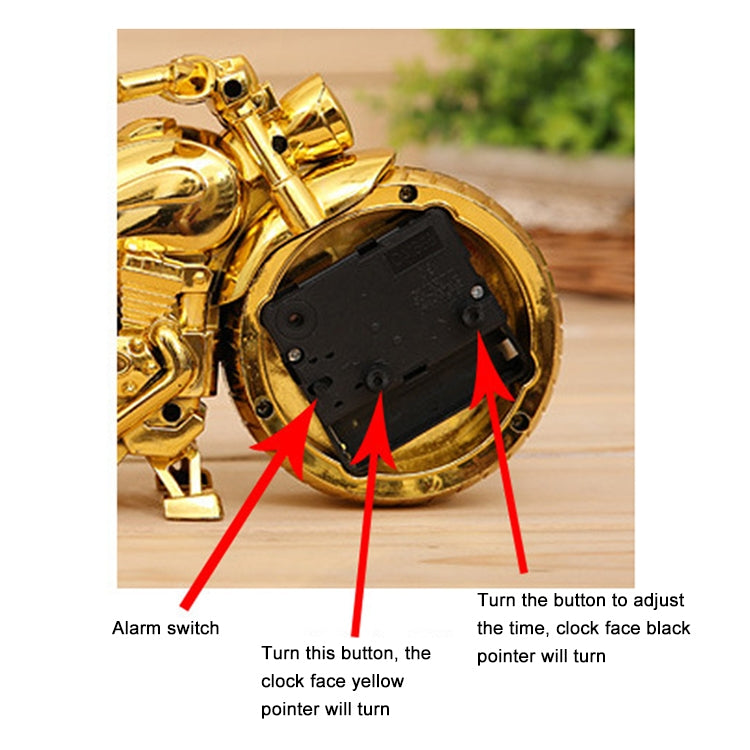 Đồng hồ báo thức nhựa hình xe máy hoạt hình cho phòng ngủ, Kích thước: 23*13*6cm, Vàng, Vàng, Đỏ, Đen, Vàng, Đen