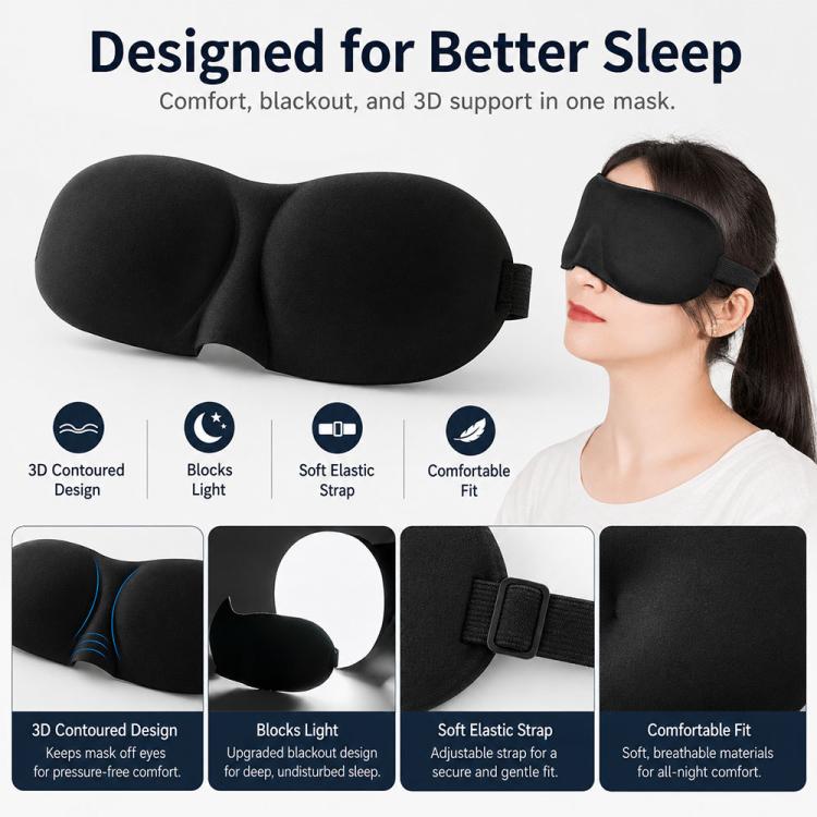 Mặt nạ che mắt ngủ 3D di động, hỗ trợ nghỉ ngơi, Mặt nạ ngủ nữ dễ thương