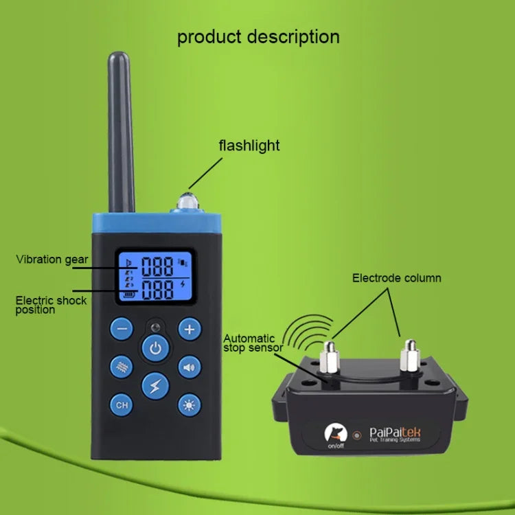 Vòng cổ chống sủa tự động + Vòng cổ da PU điện giật cho chó, Hệ thống huấn luyện kiểm soát, PD525