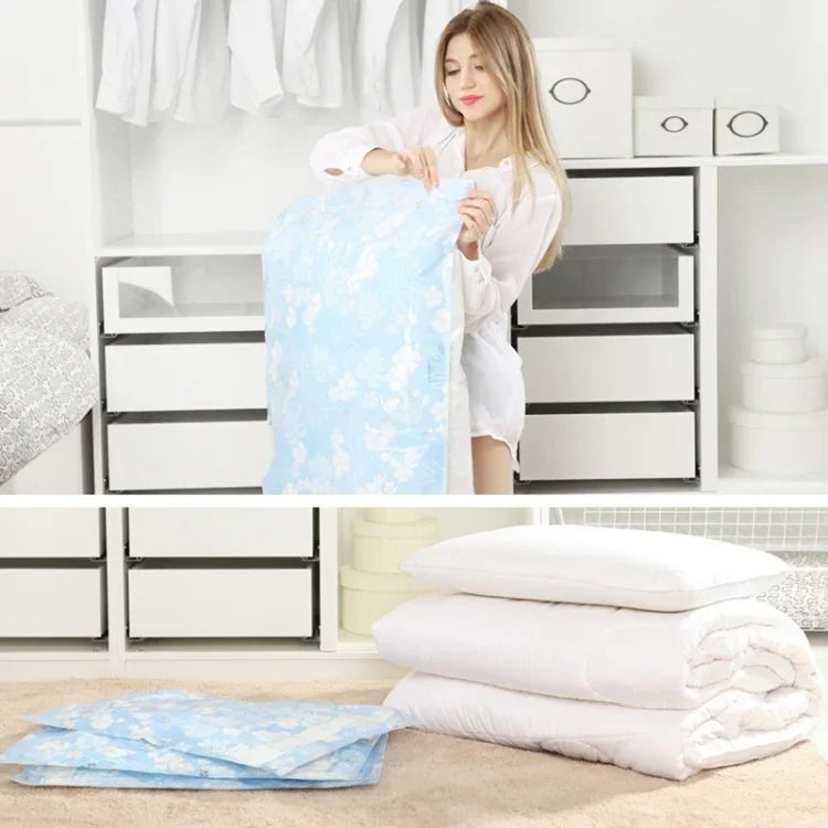 Túi hút chân không tiết kiệm không gian họa tiết hoa lan, túi hút chân không dày dặn cho chăn, quần áo, kích thước: 80*110 cm, kích thước: 80*110 cm