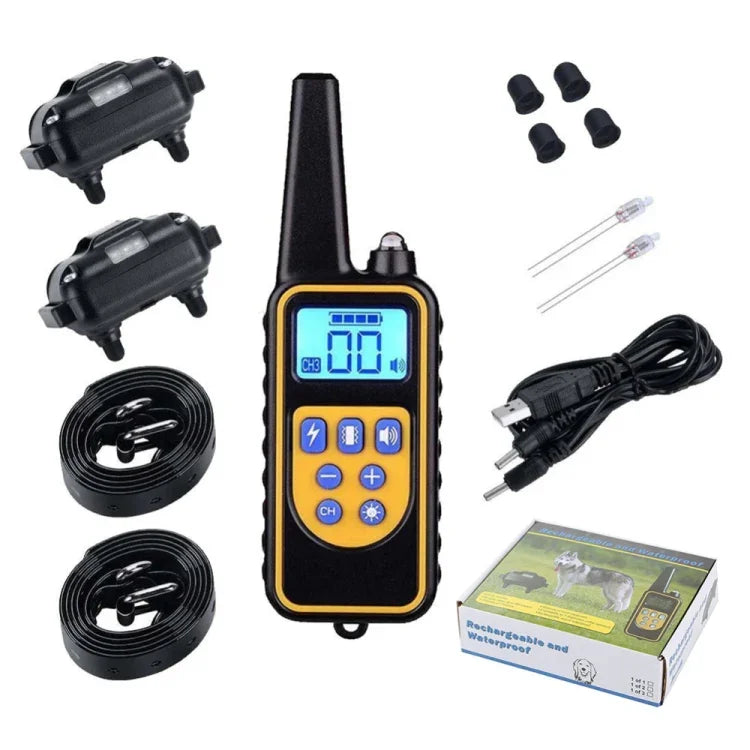 880-2 800 Yards Vòng Cổ Huấn Luyện Chó Điều Khiển Từ Xa Có Thể Sạc Lại Thiết Bị Chống Sủa, 880-2 Đen Đen, 880-2 Đen+Cam