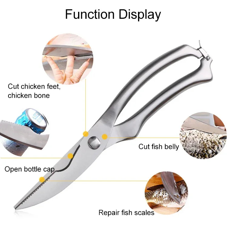 Kéo cắt xương gia cầm, cá, gà bằng thép không gỉ 10 inch cho nhà bếp, hộp đựng, hộp đựng