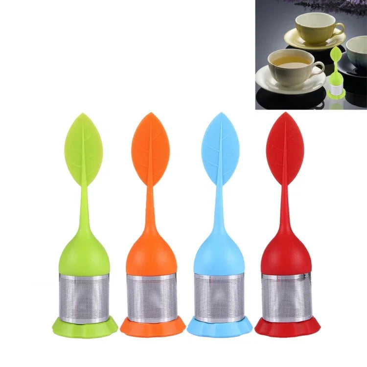 Bộ lọc trà inox hình lá silicone thực phẩm làm túi lọc trà, giao màu ngẫu nhiên, hình lá