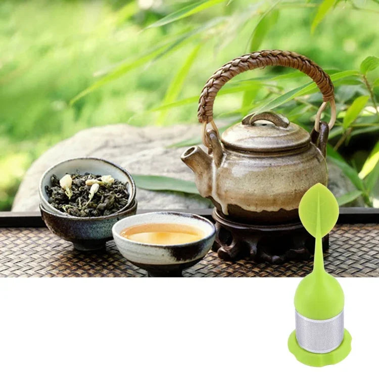 Bộ lọc trà inox hình lá silicone thực phẩm làm túi lọc trà, giao màu ngẫu nhiên, hình lá