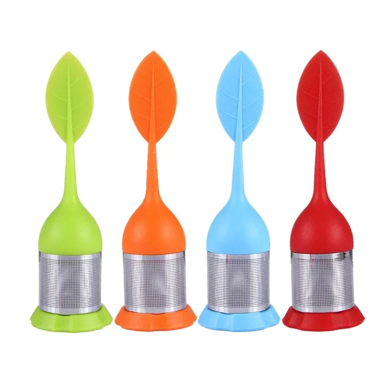 Bộ lọc trà inox hình lá silicone thực phẩm làm túi lọc trà, giao màu ngẫu nhiên, hình lá