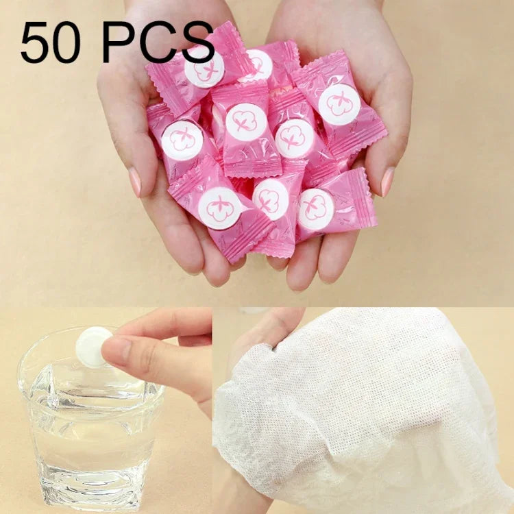 50 PCS Candy Style Portable Disposable Travel Cotton Towel, Size: 22*20cm, 50 PCS