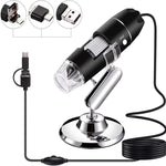 Kính hiển vi kỹ thuật số USB 3 trong 1 cảm biến hình ảnh HD phóng đại 1600X với 8 đèn LED & giá đỡ chuyên nghiệp