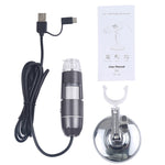 Kính hiển vi kỹ thuật số USB 3 trong 1 cảm biến hình ảnh HD phóng đại 1600X với 8 đèn LED & giá đỡ chuyên nghiệp