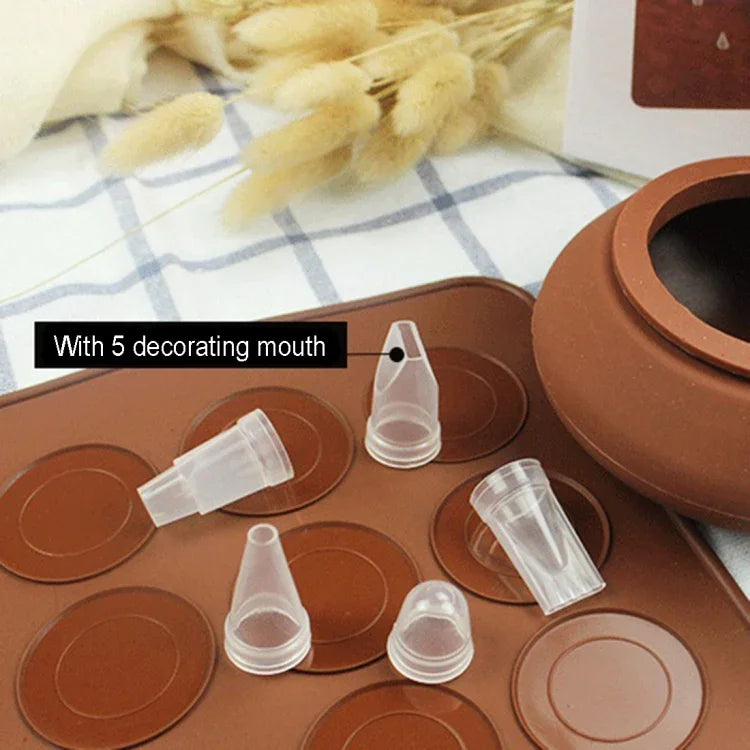 Bộ đệm silicone kích thước lớn nướng bếp + Nồi có khung + Hộp màu, Bộ khuôn làm bánh Macaron