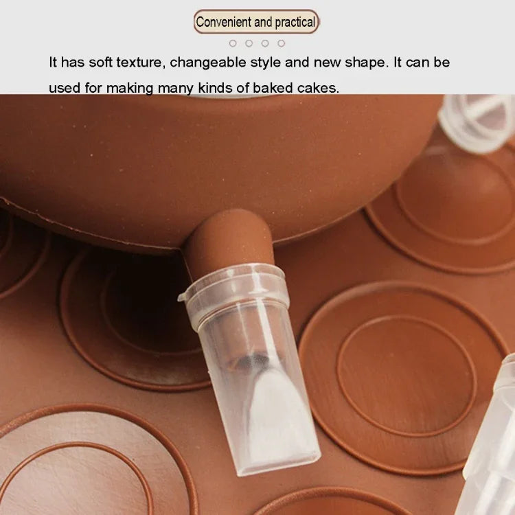 Bộ đệm silicone kích thước lớn nướng bếp + Nồi có khung + Hộp màu, Bộ khuôn làm bánh Macaron