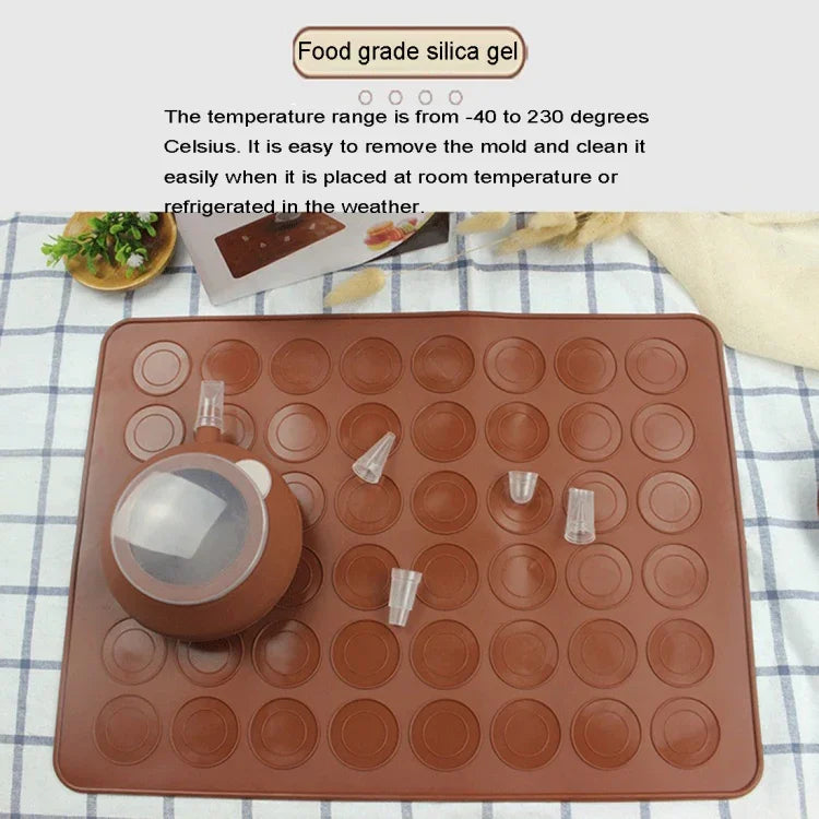 Bộ đệm silicone kích thước lớn nướng bếp + Nồi có khung + Hộp màu, Bộ khuôn làm bánh Macaron