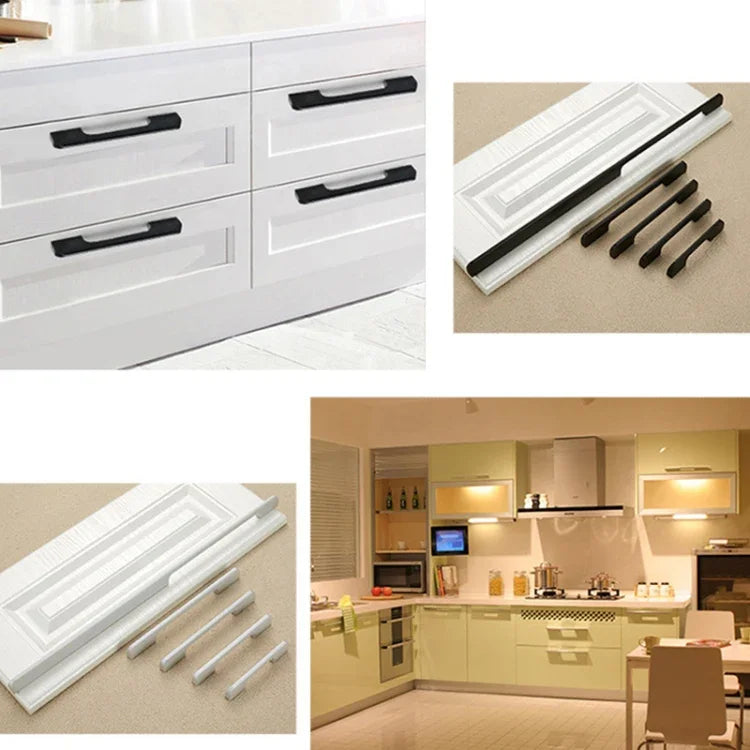 Tay nắm cửa tủ ngăn kéo hợp kim nhôm 2049-128, tay nắm cửa thẳng, 2049-128 (đen), 2049-128 (trắng)