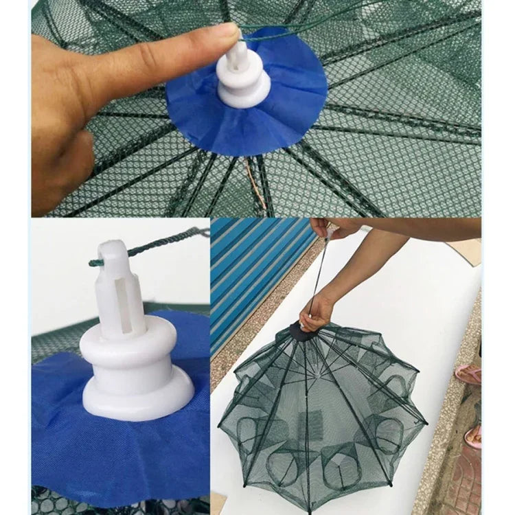 Lưới câu cá nylon gập tự động 4 lỗ, bẫy tôm cua cá nhỏ, dụng cụ câu cá, 4 lỗ