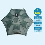 Lưới câu cá gấp tự động 6 lỗ, bẫy tôm cua cá nhỏ nylon, dụng cụ câu cá, 6 lỗ