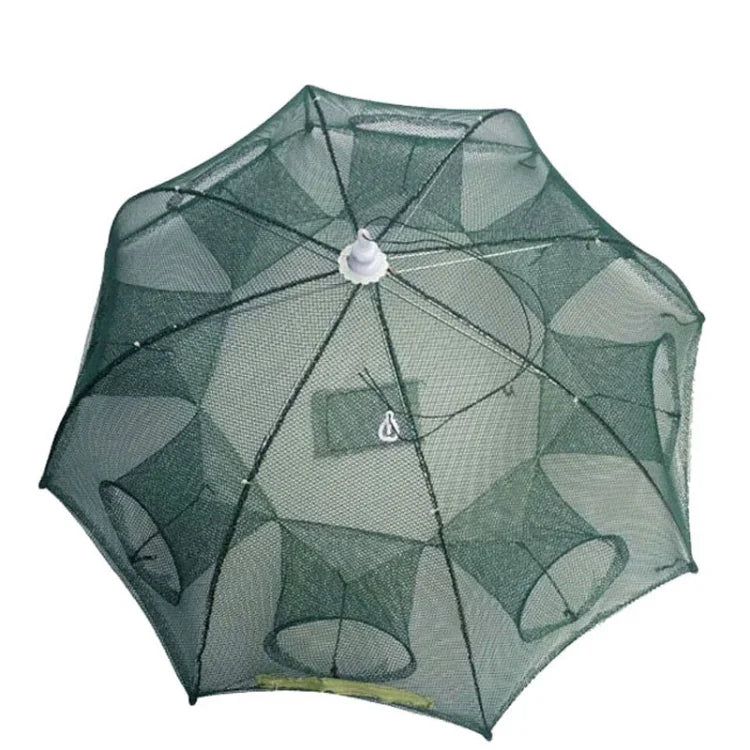 Lưới câu cá gấp tự động 8 lỗ bằng nylon bắt tôm cua cá nhỏ, dụng cụ câu cá 8 lỗ