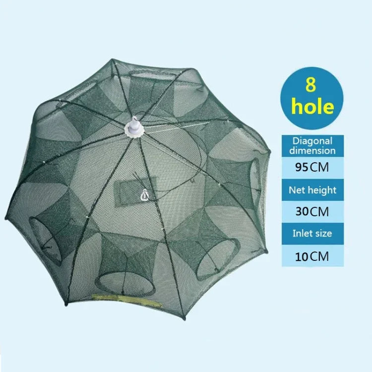 Lưới câu cá gấp tự động 8 lỗ bằng nylon bắt tôm cua cá nhỏ, dụng cụ câu cá 8 lỗ