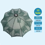 Lưới câu cá gấp tự động 10 lỗ bằng nylon bắt tôm cua cá nhỏ, dụng cụ câu cá 10 lỗ