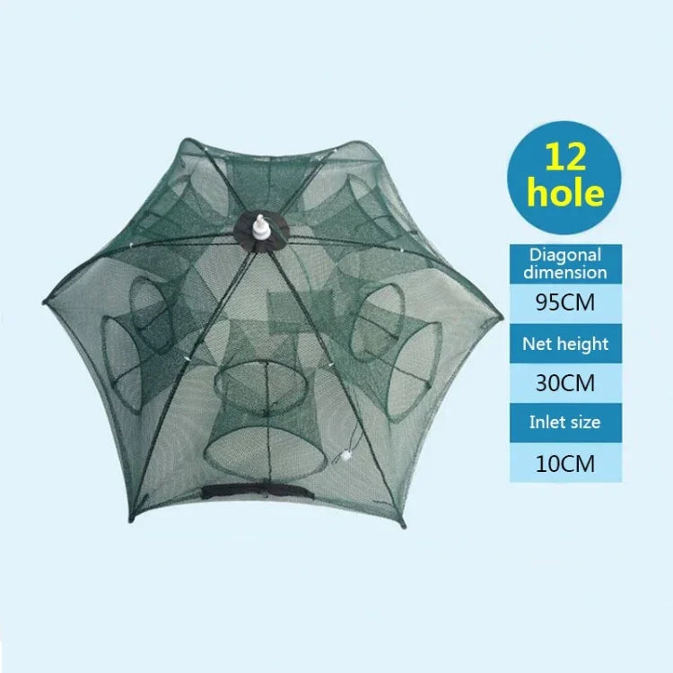 Lưới câu gấp tự động 12 lỗ bằng nylon bẫy tôm cua cá nhỏ, 12 lỗ