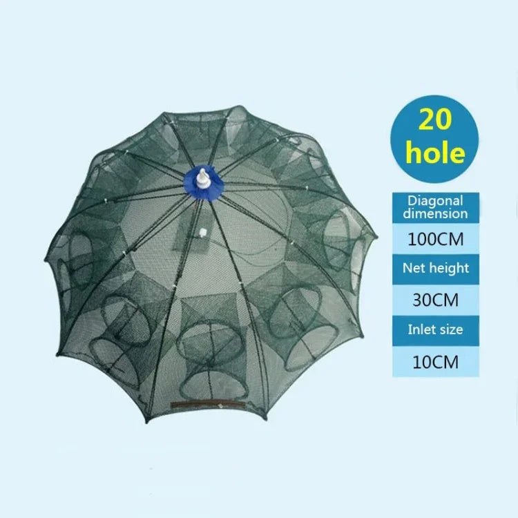 Lưới câu gấp tự động 20 lỗ bằng nylon bẫy tôm cua cá nhỏ, 20 lỗ