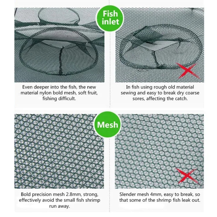 Lưới câu gấp tự động 20 lỗ bằng nylon bẫy tôm cua cá nhỏ, 20 lỗ