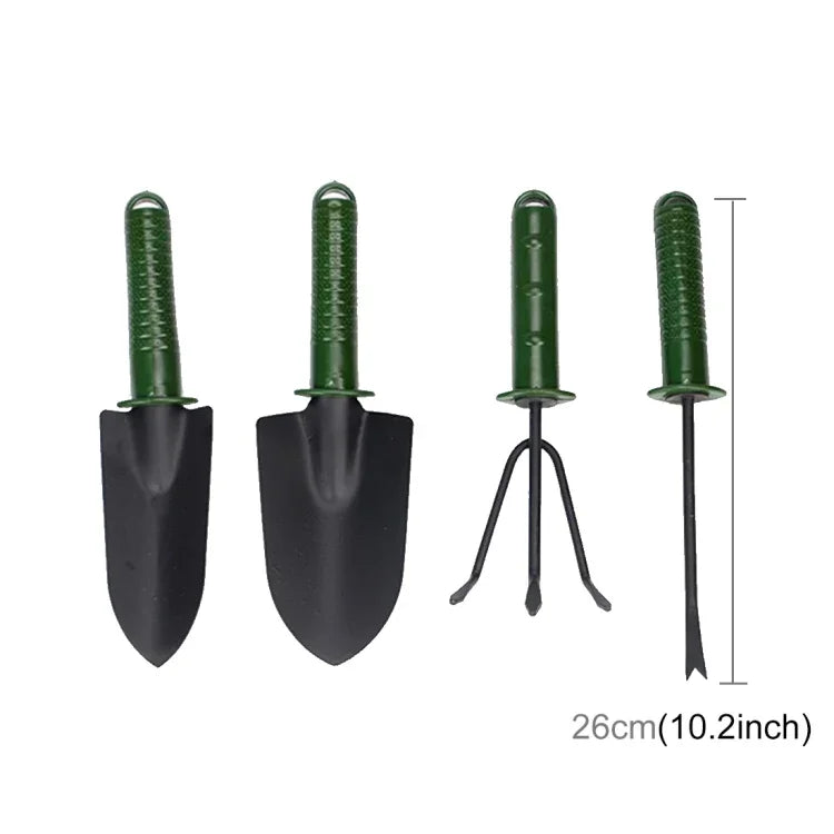 Bộ dụng cụ làm vườn gồm xẻng, cào, nĩa cán nhựa, bộ 4 dụng cụ làm vườn, bộ dụng cụ trồng cây 5 món