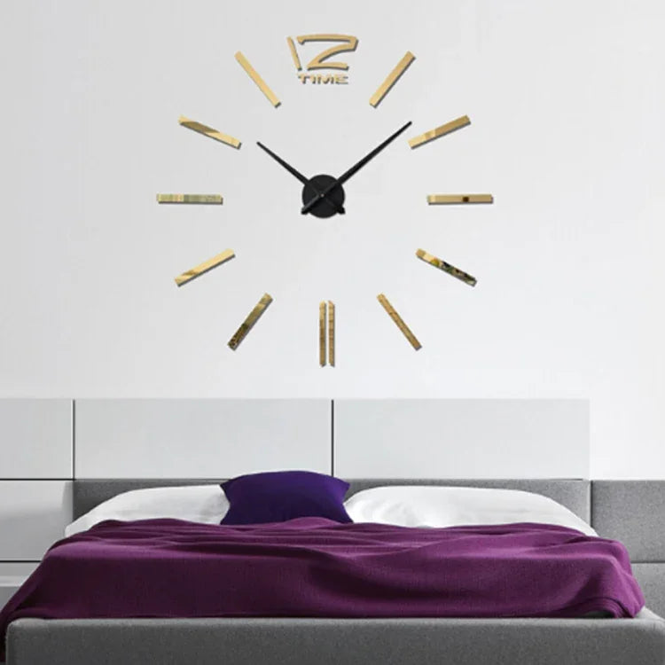 Đồng hồ treo tường trang trí phòng ngủ, văn phòng hiện đại không khung kích thước lớn DIY mặt gương 3D không tiếng động, MH101 (Đen), M001 (Vàng), M001 (Bạc)