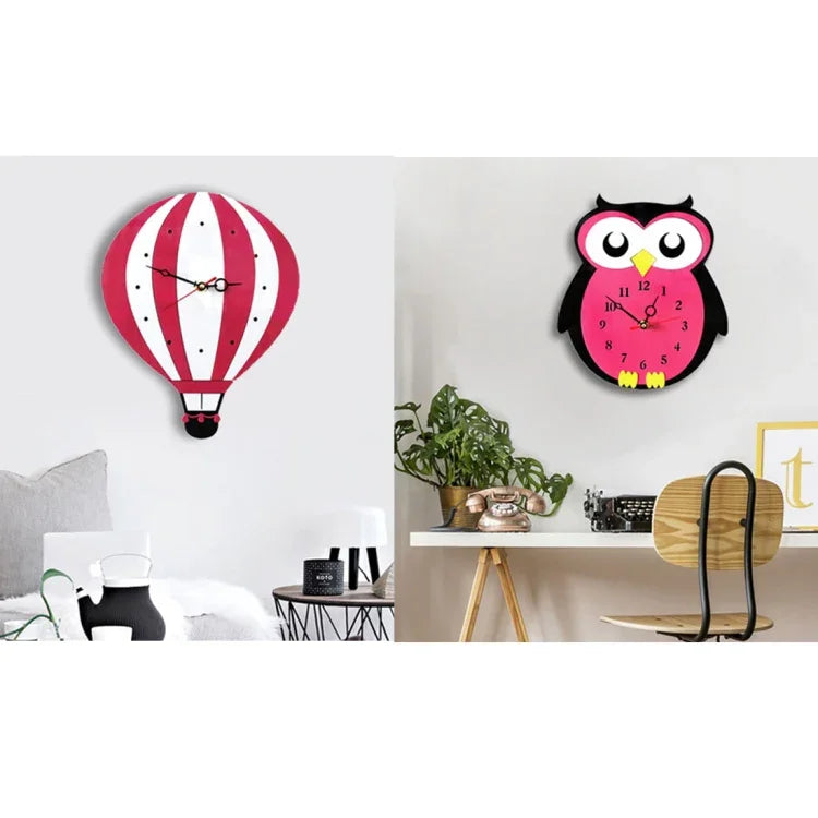 Đồng hồ treo tường hình tròn không kêu chạy bằng pin trang trí phòng ngủ trẻ em 11*10 inch, Hình cú