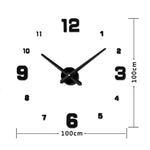 Đồng hồ treo tường không khung số 3D DIY gương trang trí phòng ngủ, Kích thước: 100*100cm, 3M005 (Đen), 3M005 (Vàng), 3M005 (Bạc)