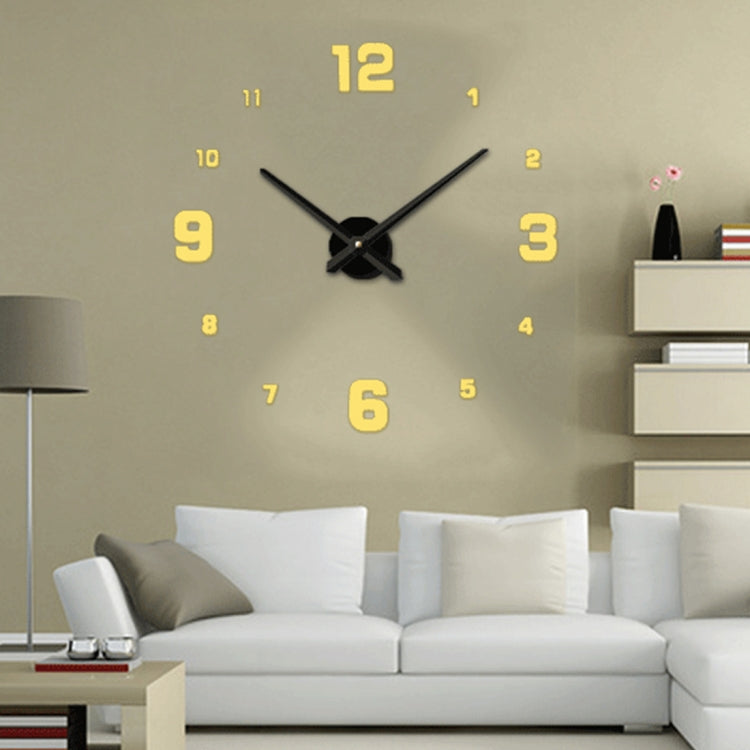 Đồng hồ treo tường không khung số 3D DIY gương trang trí phòng ngủ, Kích thước: 100*100cm, 3M005 (Đen), 3M005 (Vàng), 3M005 (Bạc)