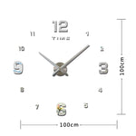 Đồng hồ treo tường không khung số 3D DIY gương trang trí phòng ngủ, Kích thước: 100*100cm, 3M005 (Đen), 3M005 (Vàng), 3M005 (Bạc)