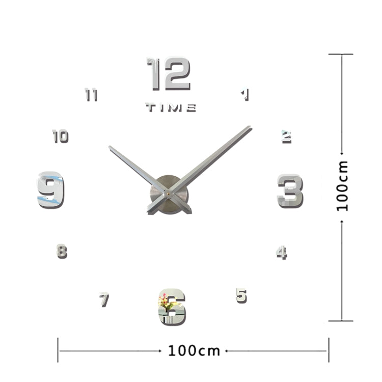Đồng hồ treo tường không khung số 3D DIY gương trang trí phòng ngủ, Kích thước: 100*100cm, 3M005 (Đen), 3M005 (Vàng), 3M005 (Bạc)