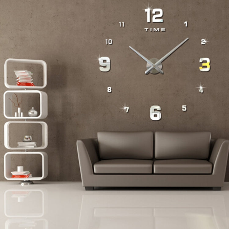 Đồng hồ treo tường không khung số 3D DIY gương trang trí phòng ngủ, Kích thước: 100*100cm, 3M005 (Đen), 3M005 (Vàng), 3M005 (Bạc)