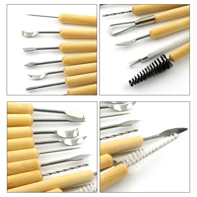 Bộ Dao Cắt Đất Sét Gỗ DIY 11 Trong 1 Dụng Cụ Điêu Khắc Đất Sét, Bộ Dao Điêu Khắc