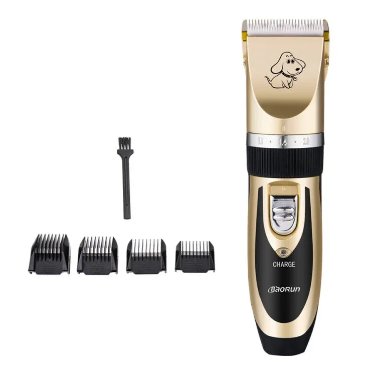 P2 110-240V セラミックチタン プロフェッショナルペット電動はさみ ペット用ヘアクリッパー 四つのコーム付き、セラミックチタンはさみ