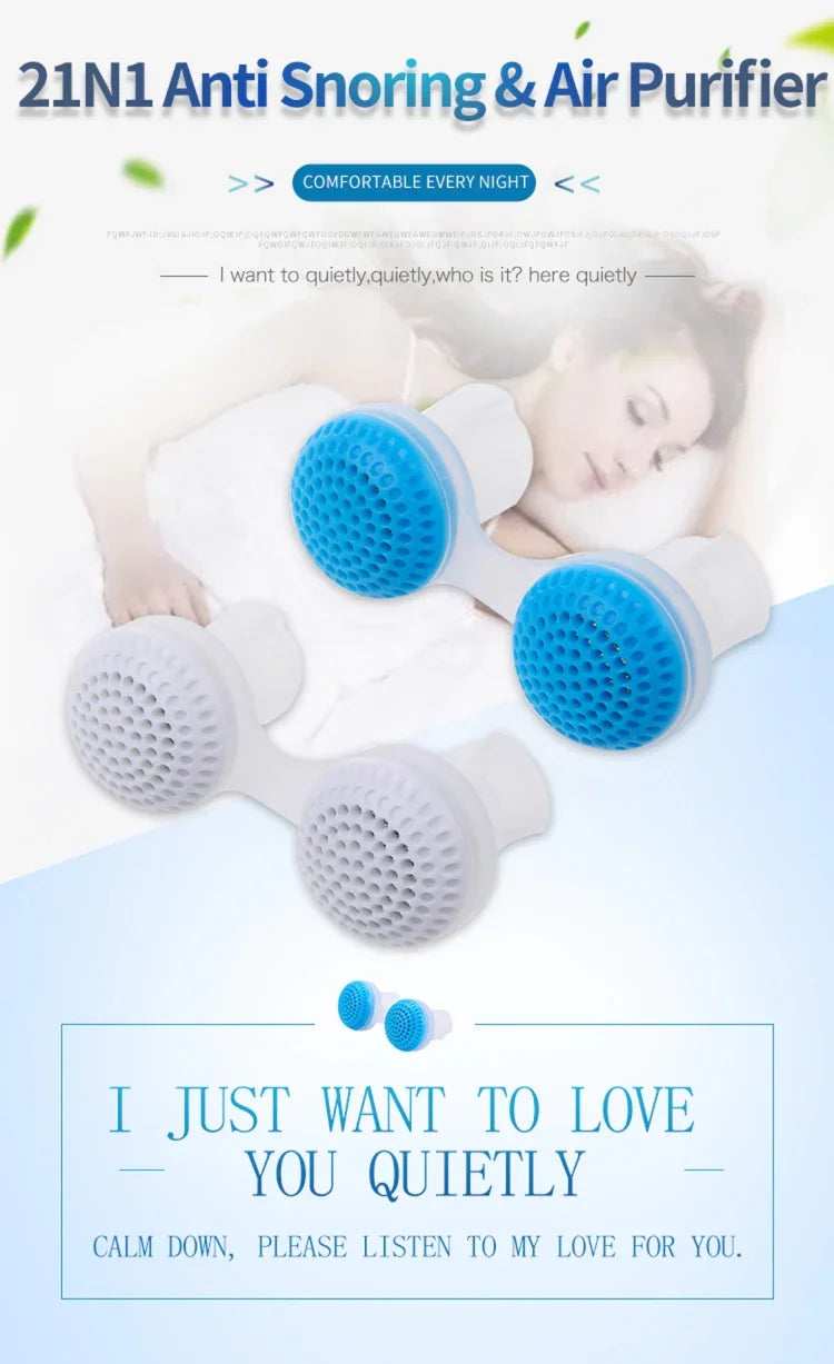 2 bộ máy lọc không khí chống ngáy 2 trong 1 bằng ABS và silicone