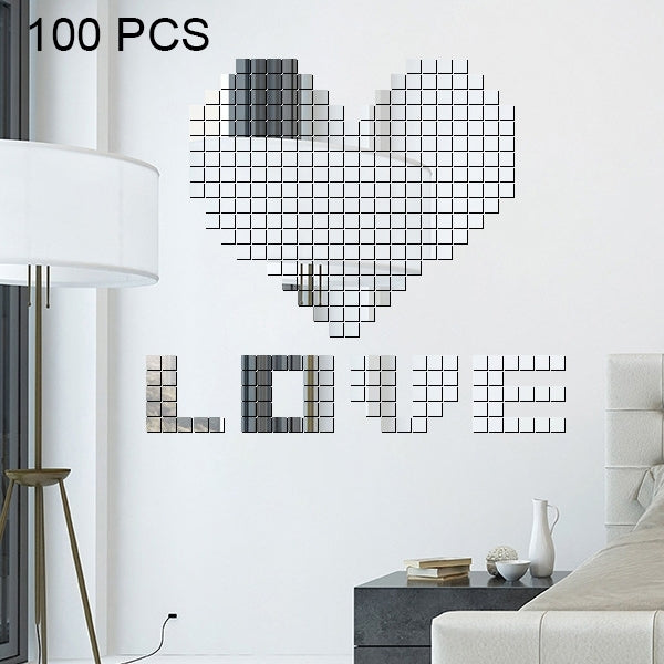 100 miếng dán tường pha lê hình vuông, gương khảm acrylic nổi 3D, nền sáng tạo cho phòng khách, kích thước: 2*2cm, màu: đen, màu: vàng, màu: bạc