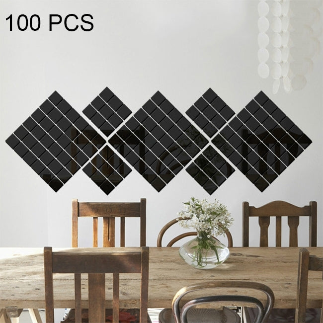 100 miếng decal tường gương pha lê hình vuông 3D acrylic trang trí sáng tạo cho phòng khách, kích thước: 3*3cm, màu: Đen, kích thước: 3*3cm, màu: Bạc