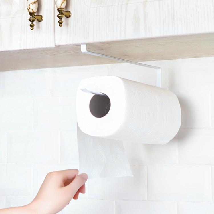 Giá đựng giấy lau bếp và giấy vệ sinh bằng kim loại không gỉ, giá treo tủ, giá đựng màng bọc thực phẩm, kích thước 26*10.8*1.5cm, màu trắng