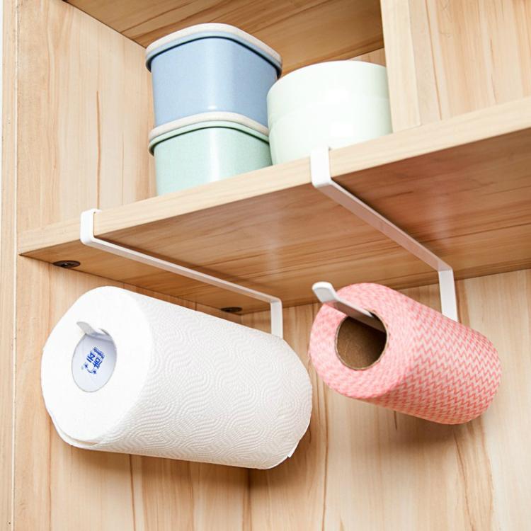 Giá đựng giấy lau bếp và giấy vệ sinh bằng kim loại không gỉ, giá treo tủ, giá đựng màng bọc thực phẩm, kích thước 26*10.8*1.5cm, màu trắng