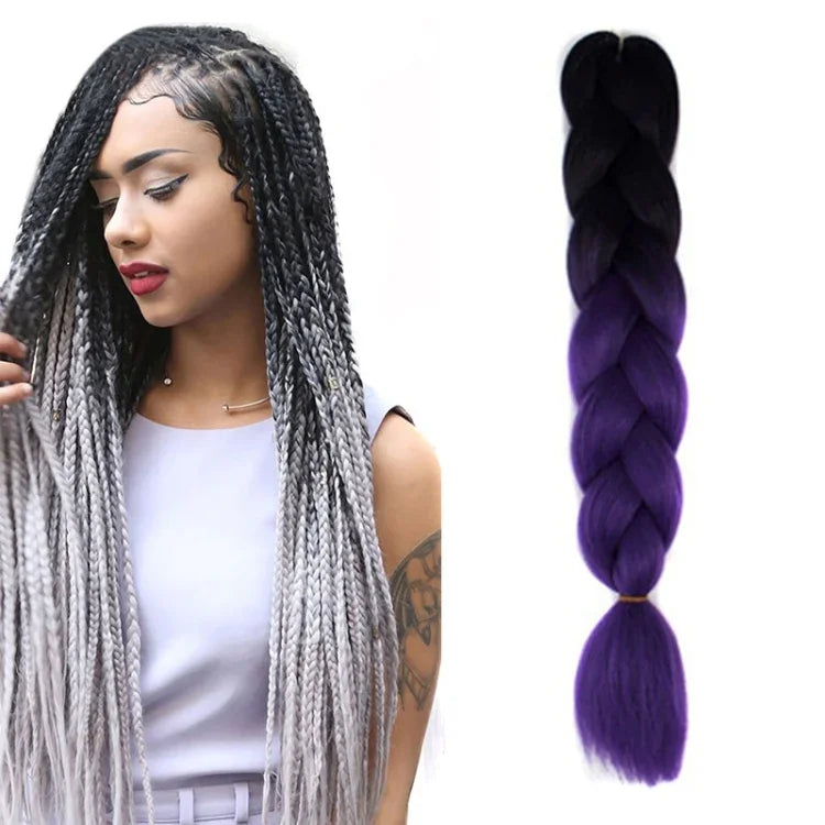 Tóc giả bím tóc cá nhân màu gradient thời trang bằng sợi hóa học, chiều dài: 60cm (18 xanh hải quân + xanh da trời), 01, 02, 03, 06, 08, 15, 16, 17, 18, 26, 27, 28, 29, 54, 59
