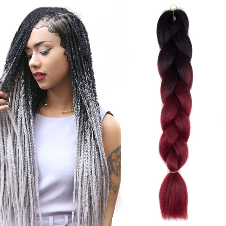 Tóc giả bím tóc cá nhân màu gradient thời trang bằng sợi hóa học, chiều dài: 60cm (18 xanh hải quân + xanh da trời), 01, 02, 03, 06, 08, 15, 16, 17, 18, 26, 27, 28, 29, 54, 59