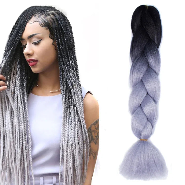 Tóc giả bím tóc cá nhân màu gradient thời trang bằng sợi hóa học, chiều dài: 60cm (18 xanh hải quân + xanh da trời), 01, 02, 03, 06, 08, 15, 16, 17, 18, 26, 27, 28, 29, 54, 59