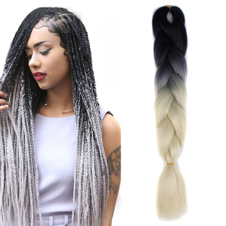 Tóc giả bím tóc cá nhân màu gradient thời trang bằng sợi hóa học, chiều dài: 60cm (18 xanh hải quân + xanh da trời), 01, 02, 03, 06, 08, 15, 16, 17, 18, 26, 27, 28, 29, 54, 59