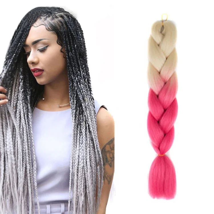 Tóc giả bím tóc cá nhân màu gradient thời trang bằng sợi hóa học, chiều dài: 60cm (18 xanh hải quân + xanh da trời), 01, 02, 03, 06, 08, 15, 16, 17, 18, 26, 27, 28, 29, 54, 59