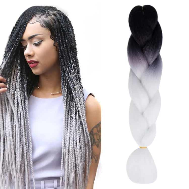 Tóc giả bím tóc cá nhân màu gradient thời trang bằng sợi hóa học, chiều dài: 60cm (18 xanh hải quân + xanh da trời), 01, 02, 03, 06, 08, 15, 16, 17, 18, 26, 27, 28, 29, 54, 59