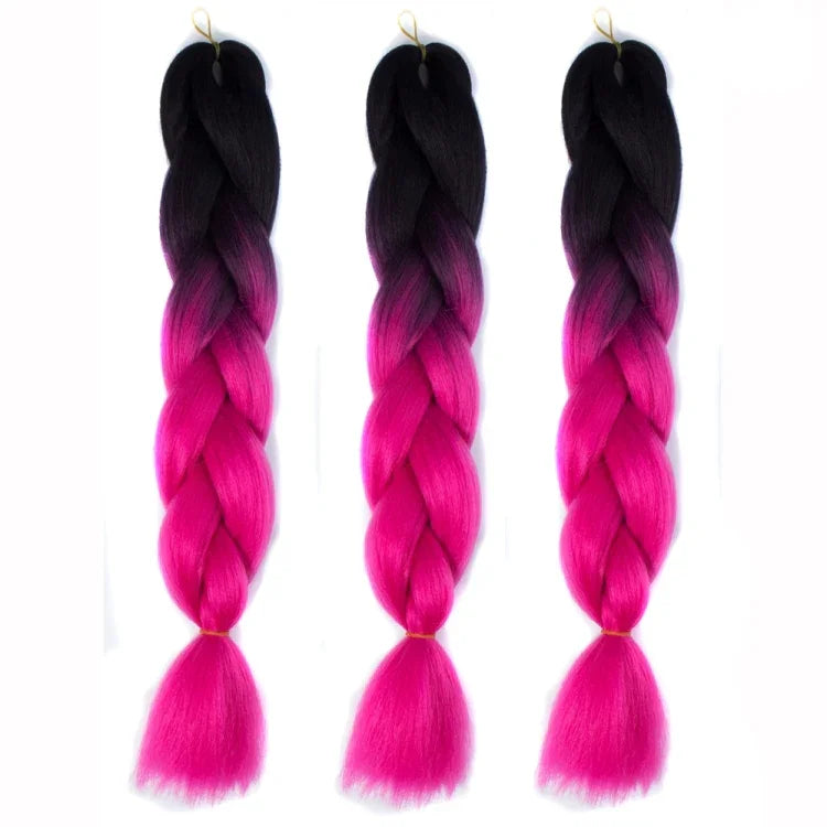 Tóc giả bím cá nhân màu gradient thời trang sợi hóa học bím to, giao màu ngẫu nhiên, chiều dài: 60cm, giao màu ngẫu nhiên