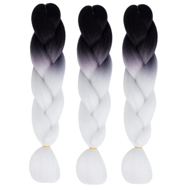 Tóc giả bím cá nhân màu gradient thời trang sợi hóa học bím to, giao màu ngẫu nhiên, chiều dài: 60cm, giao màu ngẫu nhiên