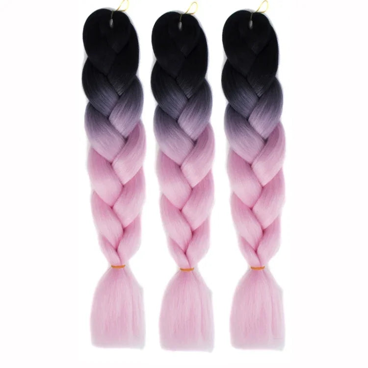 Tóc giả bím cá nhân màu gradient thời trang sợi hóa học bím to, giao màu ngẫu nhiên, chiều dài: 60cm, giao màu ngẫu nhiên