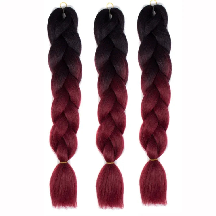Tóc giả bím cá nhân màu gradient thời trang sợi hóa học bím to, giao màu ngẫu nhiên, chiều dài: 60cm, giao màu ngẫu nhiên