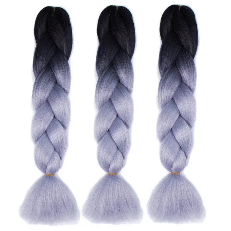 Tóc giả bím cá nhân màu gradient thời trang sợi hóa học bím to, giao màu ngẫu nhiên, chiều dài: 60cm, giao màu ngẫu nhiên